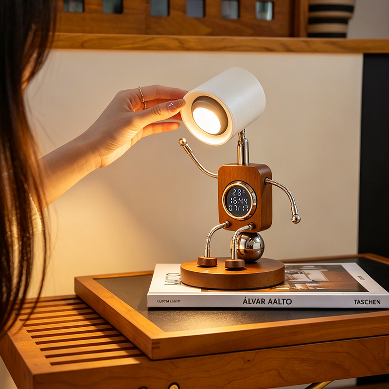 Ambient Lighting Decor For Room - Lampu Ambient Robot Kayu Kreatif dengan