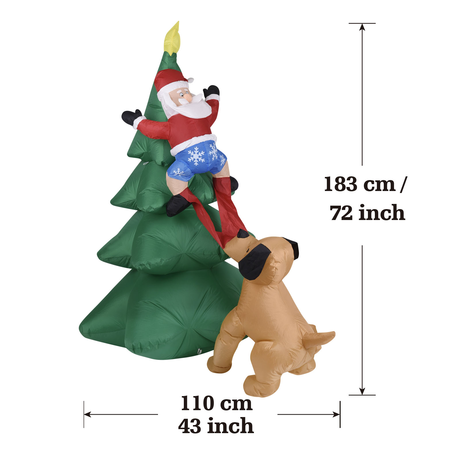 Anjing Tiup Natal dengan Santa - Up Lighting Decor ulasan dan harga