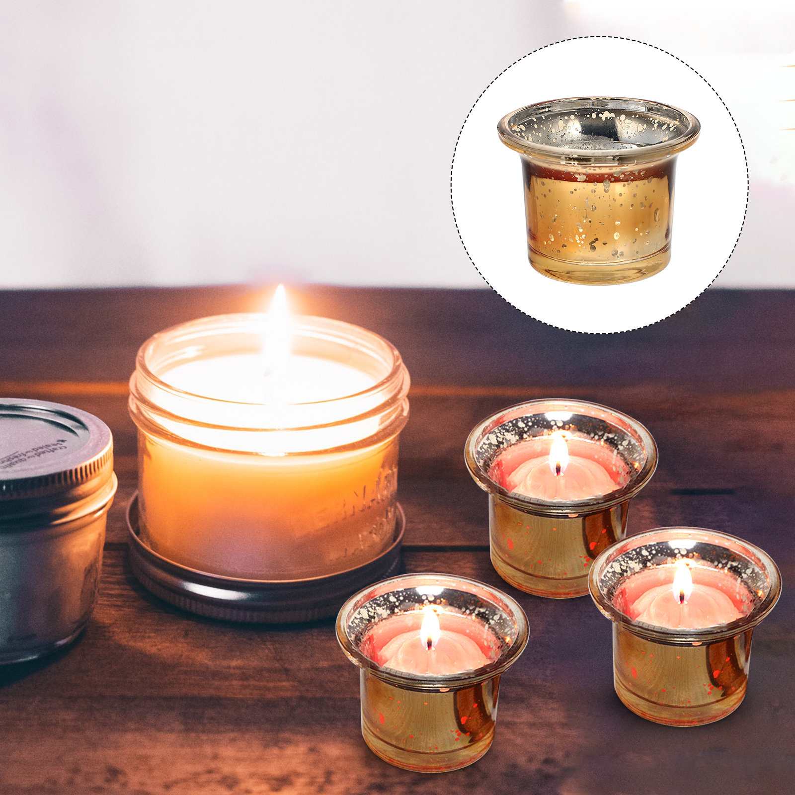 6 Buah Tempat Lilin Kaca Kreat - Candle Holder Set ulasan dan harga