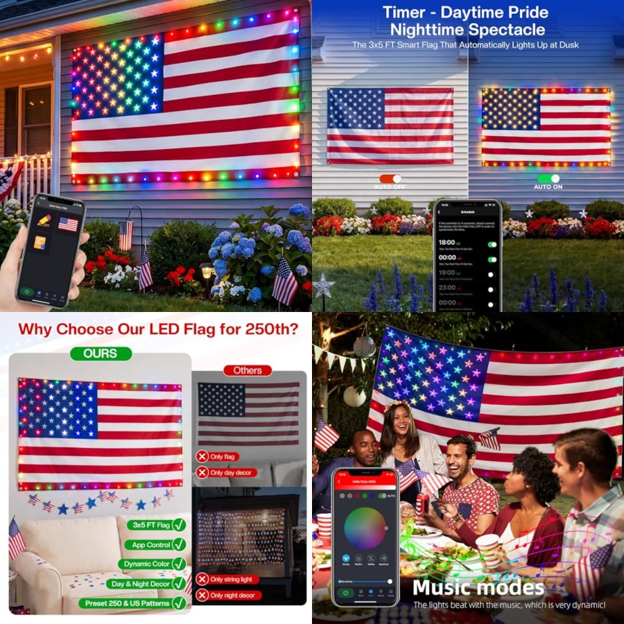 Bendera Amerika Pintar Berlamp - Up Lighting Decor ulasan dan harga