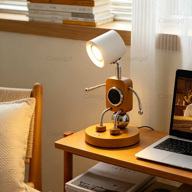 Lampu Ambient Robot Kayu Kreat - Ambient Lighting Decor For Room ulasan dan harga